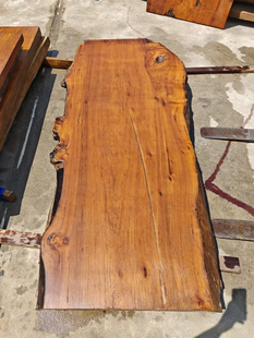 缅甸柚木瓦城料平板大板桌电视柜吧台茶桌茶几长222宽85 100厚6cm