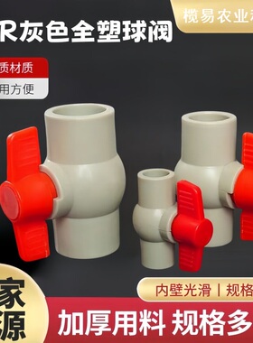 热熔灰色6分开关全塑4分20 25 32 40 50 60 75 90 110阀门PPR球阀