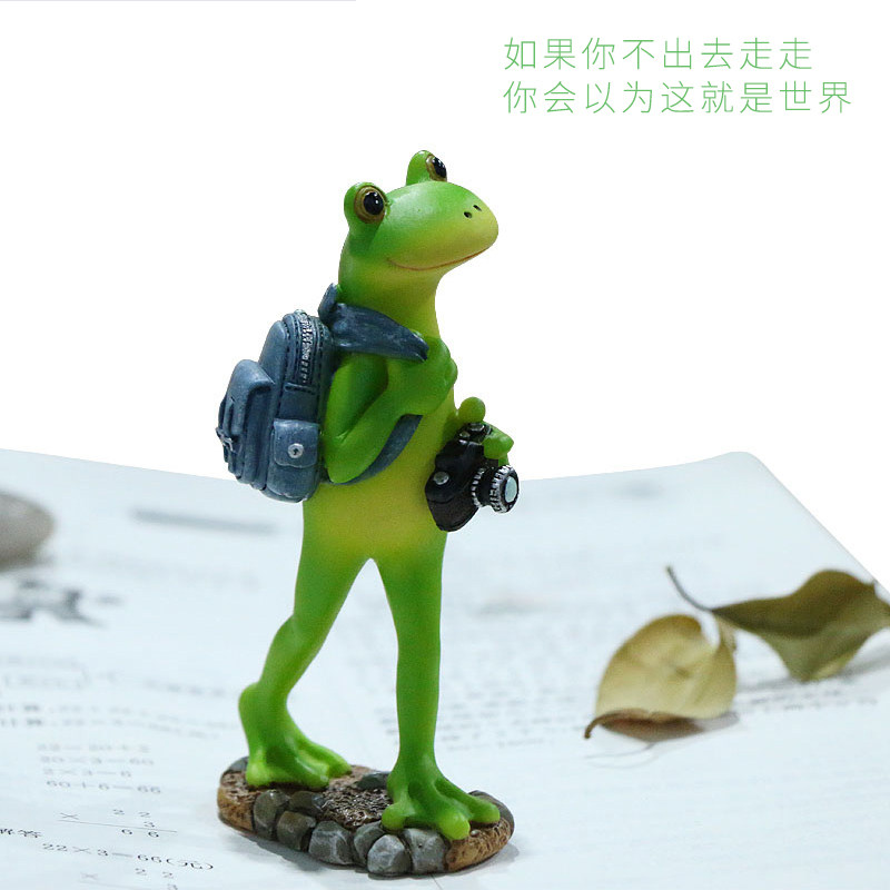 创意拟人可爱青蛙摆件减压系办公桌面摆件花盆装饰送女生生日礼物