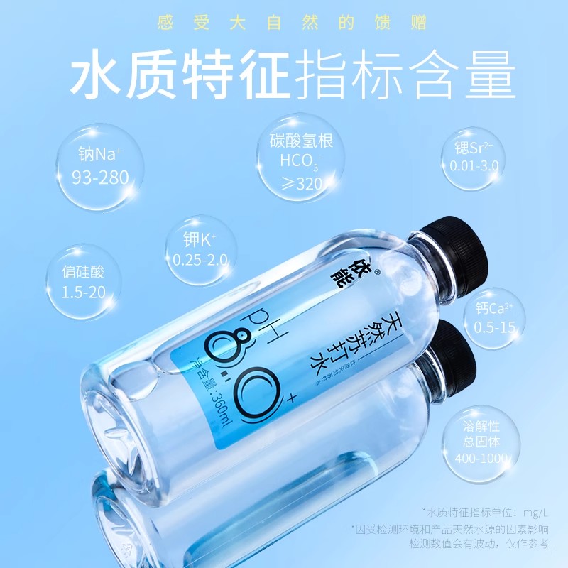 依能天然苏打水弱碱性pH值±8.0 非矿泉饮用水无糖无气整箱24瓶装图片