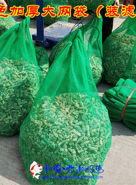 锦鲤鱼池过滤滤材网袋装生化球玻璃环珊瑚火山石绿色特大拉绳网袋