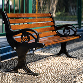 公园椅腐实木塑木铁艺靠背椅室外长凳户外长椅庭院休闲座椅排椅防