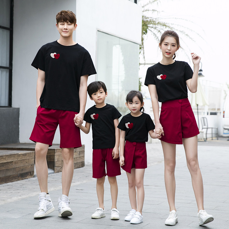 现货海边亲子装夏装2021新款一家三口四口全O家装母女母子洋气运