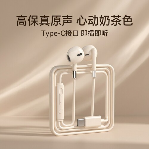 耳机入耳式有线typec扁口适用于小米vivo华为oppo安卓带麦K歌通用