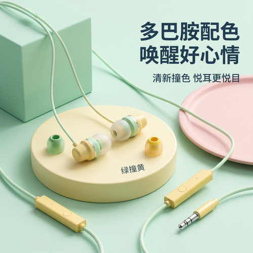 重低音typec有线入耳式耳机适用华为VIVO小米带麦K歌网课学生