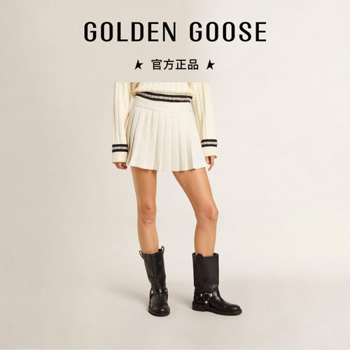 Golden Goose女Star白色百褶迷你短裙GGDB