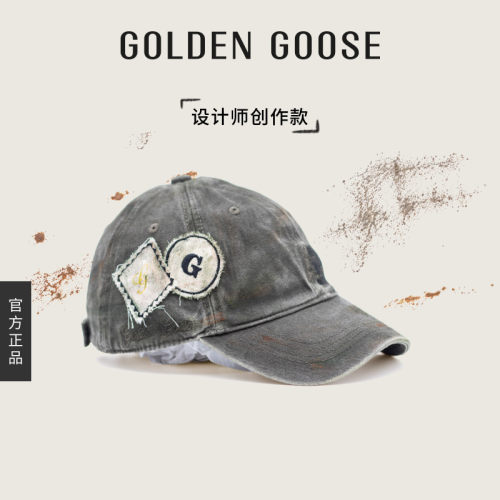 GoldenGoose女布贴橄榄绿棒球帽