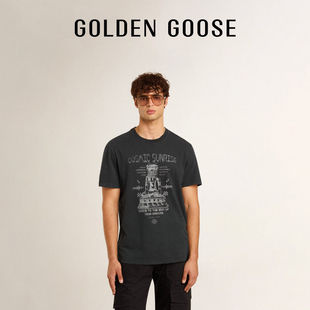 Golden Goose男装Journey黑色印花图案T恤25新品礼物GGDB
