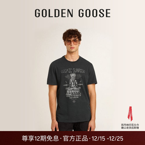 Golden Goose男装Journey黑色印花图案T恤25新品GGDB