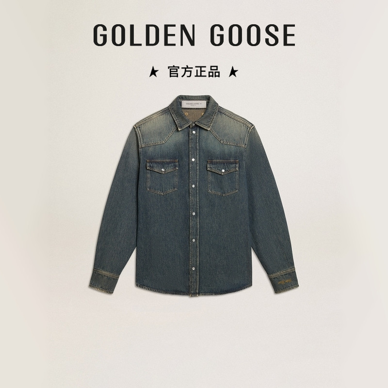 【明星同款】Golden Goose男士JOURNEY蓝色牛仔外套GGDB