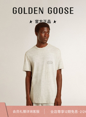 Golden Goose男Journey系列字母图案灰色T恤礼物GGDB