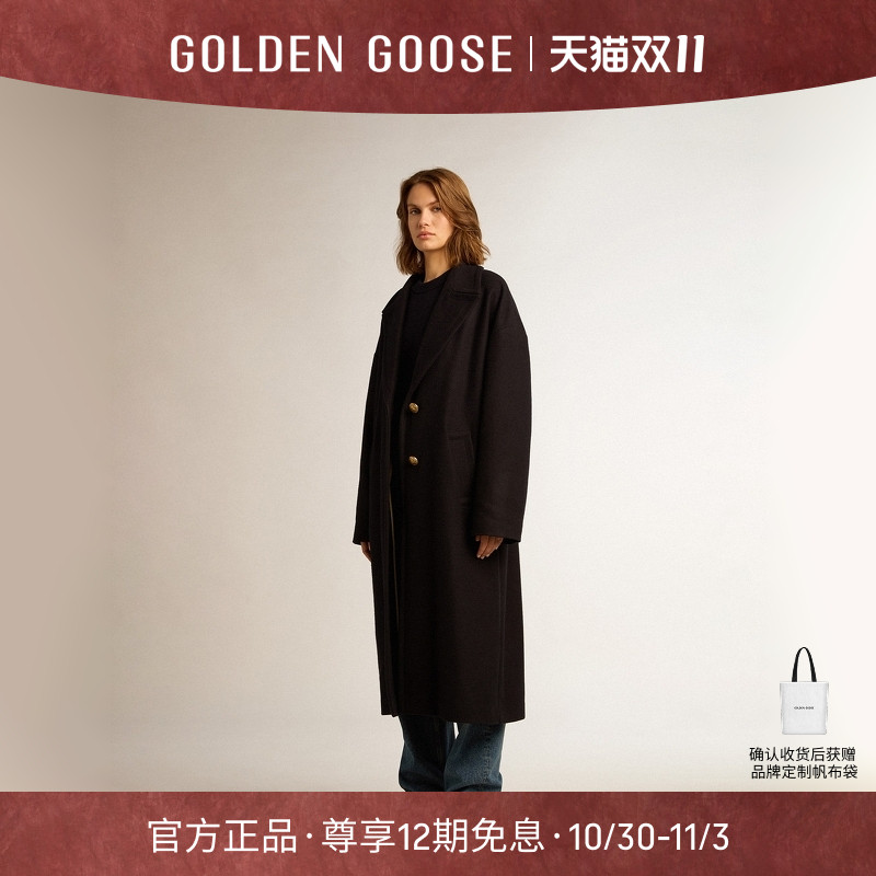 GoldenGoose单排扣中长款大衣
