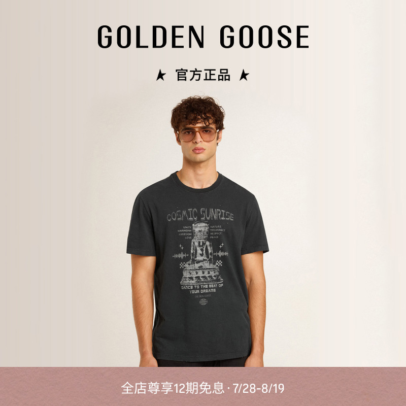 Golden Goose男装Journey黑色印花图案T恤25新品GGDB - 实物图