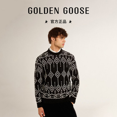 Golden Goose男Journey提花菱形图案羊毛混毛衣GGDB