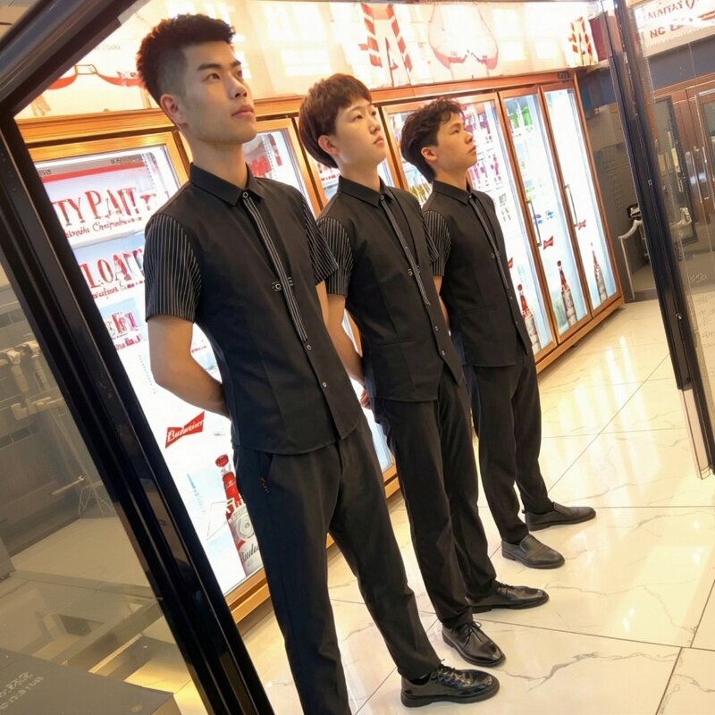 饭厅服务员工作服短袖女餐饮饭店酒店清吧酒吧ktv服务生工作服