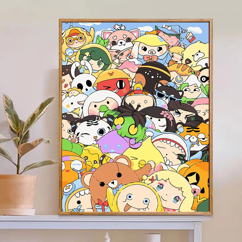 卡通蛋仔派对全员diy数字油画儿童油彩画手工画画填色填充减压画,家居饰品,DIY/数字油画,淘宝优惠券,粉丝福利购,淘宝优惠卷