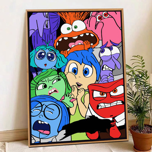 卡通动漫头脑特工队diy数字油画填色手工儿童油彩画手绘丙烯涂鸦