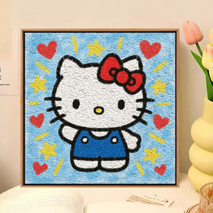 三丽鸥卡通系列可爱凯蒂猫帕恰狗diy数字油画儿童手绘房间装 饰画