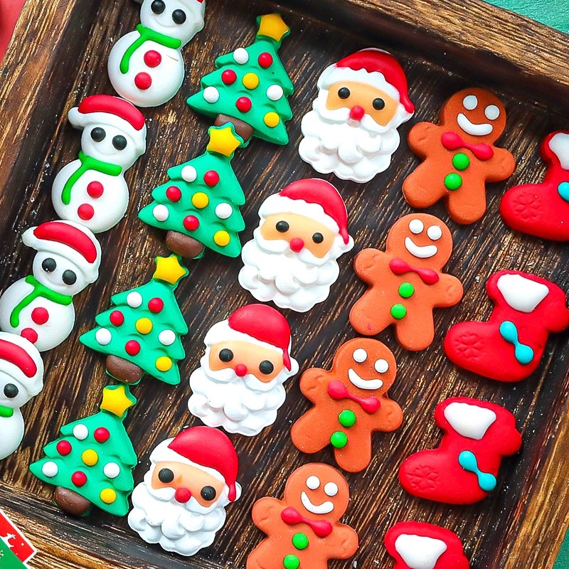 圣诞节蛋糕装饰摆件圣诞老人糖偶姜饼人雪人糖人纸杯甜品烘焙插件
