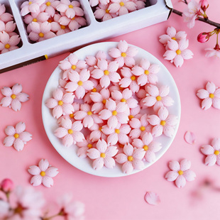 蛋糕装 饰巧克力小花摆件纸杯甜品西点翻糖粉色樱花配件烘焙商用