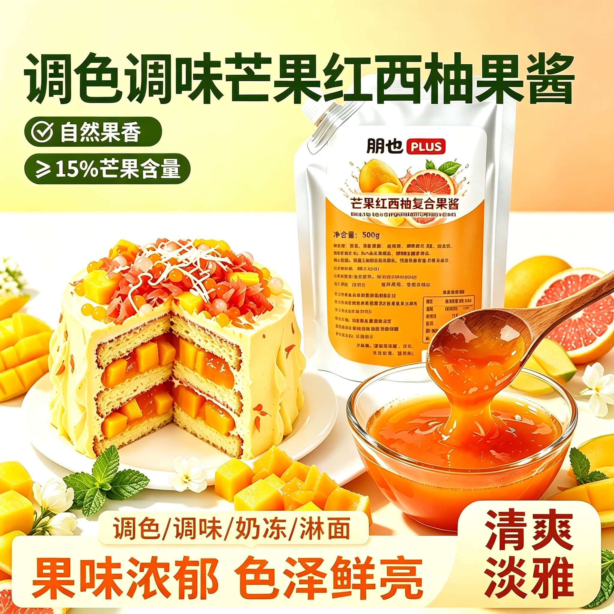 朋也杨枝甘露果酱奶油调色芒果西柚复合调味酱饮品专用调味材料