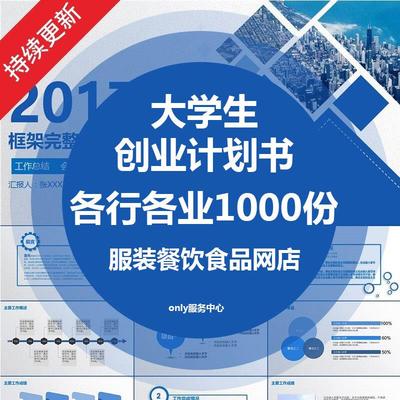 大学生创新创业方案ppt模版计划书word项目路演融资策划ppt模板