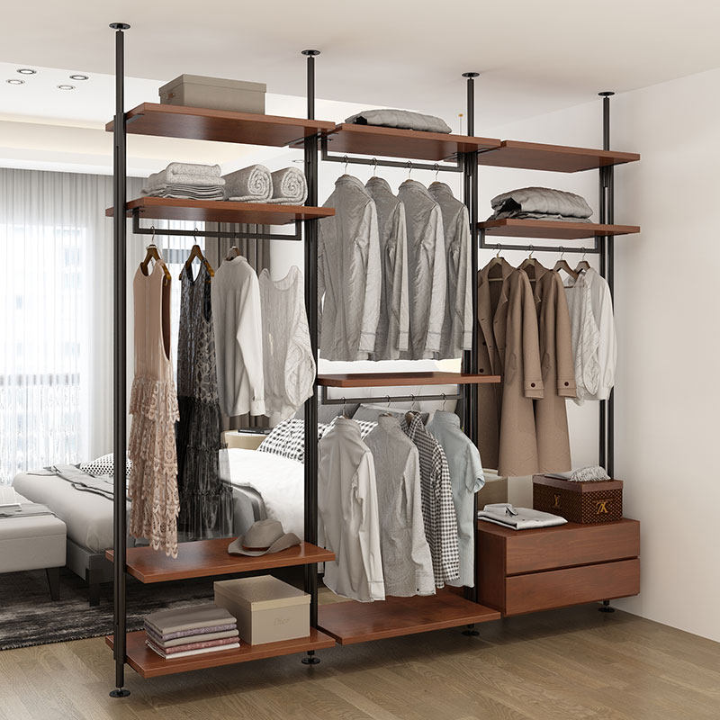 实木金属衣帽间收纳挂衣架