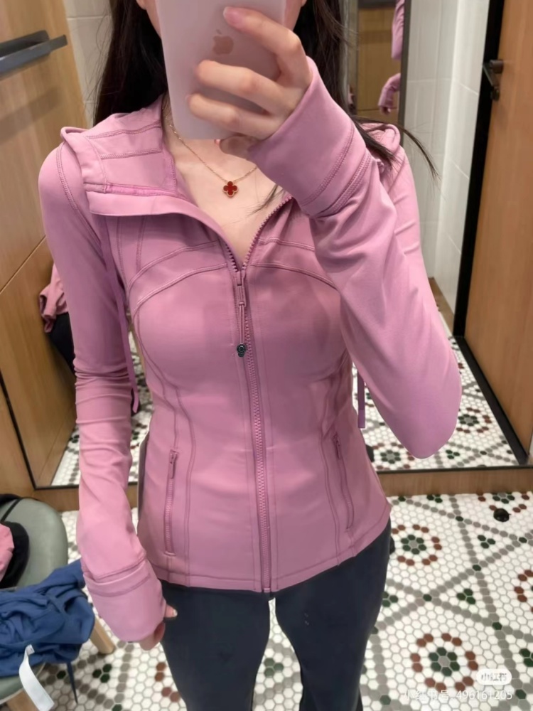 2024新款luludarling丝绒粉瑜伽服女防晒上衣连帽衫健身
