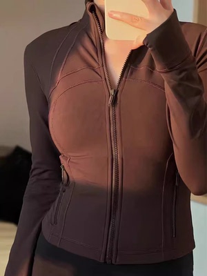 luludarling上衣defina短款瑜伽服女立领夹克外套拉链开衫跑步