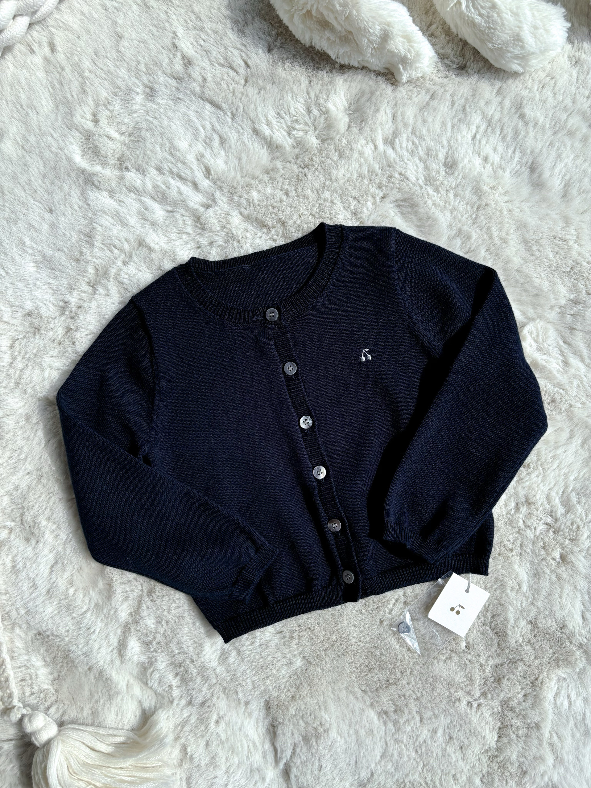 Millie Baby｜BP银线樱桃刺绣学院风春秋女童棉线开衫针织衫外套