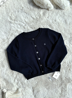 Millie Baby｜BP银线樱桃刺绣学院风春秋女童棉线开衫针织衫外套