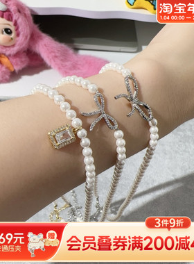 畹町蝴蝶结珍珠项链配裙子爆款锁骨链轻奢小众设计颈链配饰礼服女