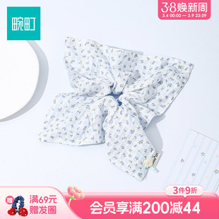 畹町蓝黄碎花四角巾巨好看大肠发圈女高级感洋气时尚头绳发饰