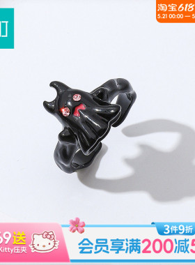 畹町黑色幽灵戒指开口可调节女小众设计指环轻奢高级感配饰