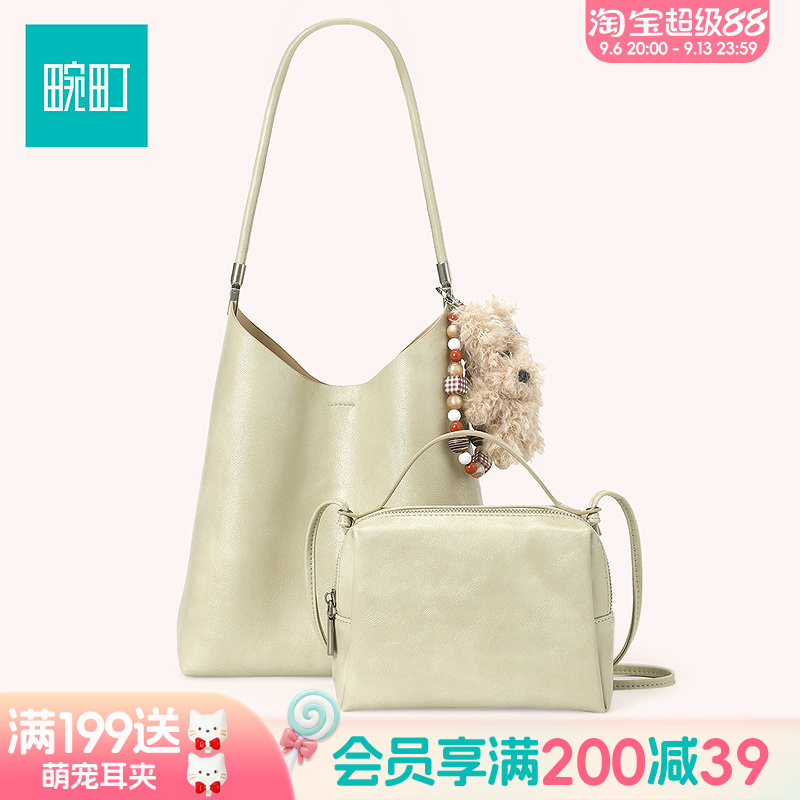 畹町简约款单肩子母包时尚百搭软皮腋下包女hobo包水桶包通勤包图片