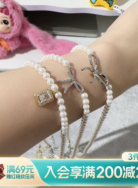 畹町蝴蝶结珍珠项链配裙子爆款锁骨链轻奢小众设计颈链配饰礼服女