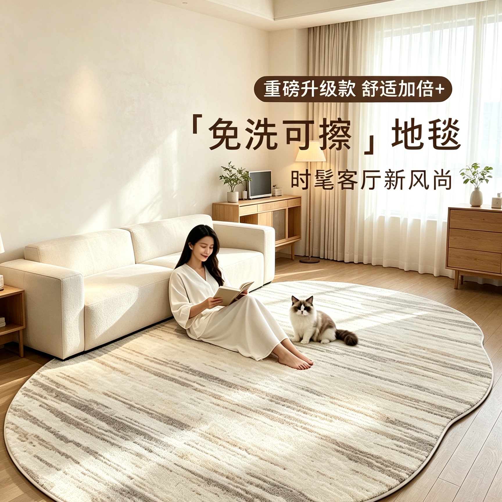 仿羊绒客厅地垫防滑免洗可擦地毯