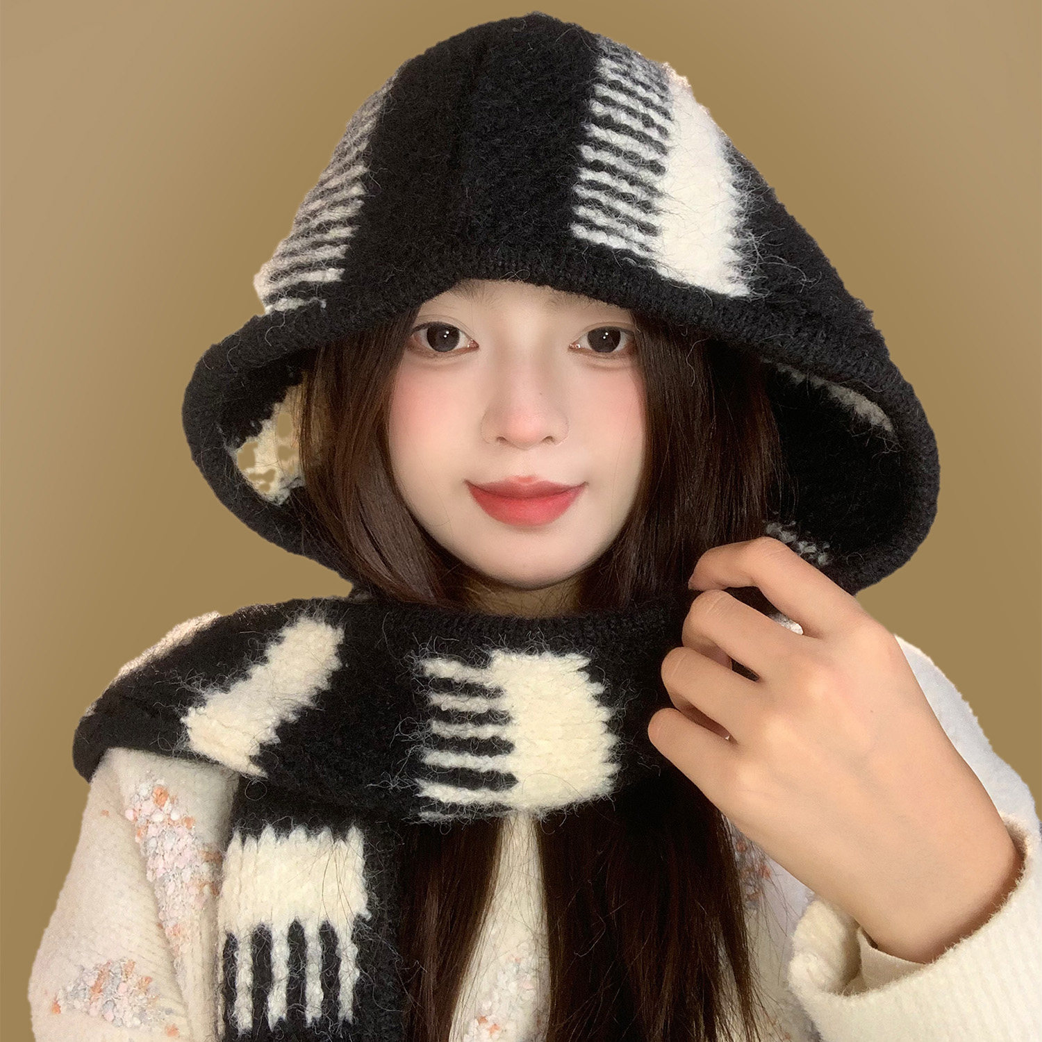 露思同款大头围毛线围巾帽子女秋冬保暖针织护耳帽绑带围脖包头帽,服饰配件/皮带/帽子/围巾,帽子,淘宝优惠券,粉丝福利购,淘宝优惠卷