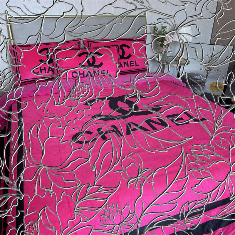 潮牌牛奶绒四件套2024新款冬季珊瑚绒轻奢高级感高端床笠床单被套