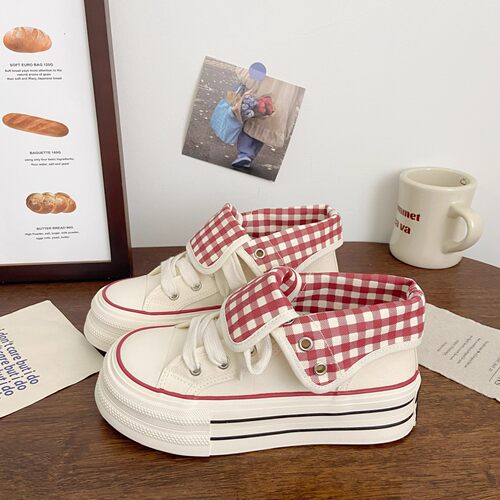 丑萌厚底高帮帆布鞋女两穿2025秋季chic小众韩版板鞋运动小白鞋子