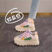 34码 厚底增高粉色轻便女阿甘鞋 新款 运动休闲鞋 2025超火老爹鞋 春季