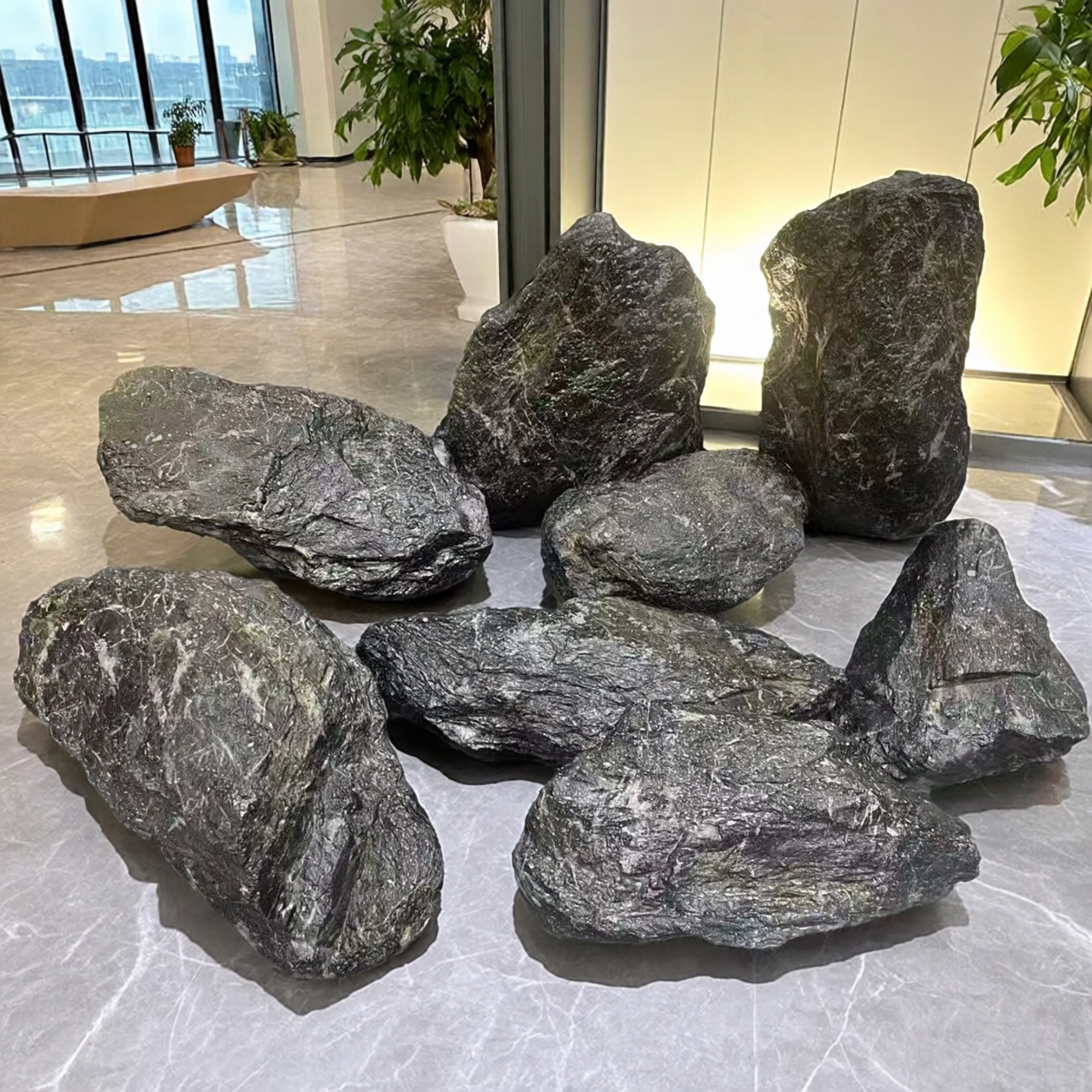 仿真假山石头造景pu泡沫景观石造景黑山石人造石园林庭院摆件装饰