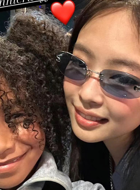 jennie同款墨镜女潮高级感蓝色欧美男小框无框太阳眼镜INS中古风