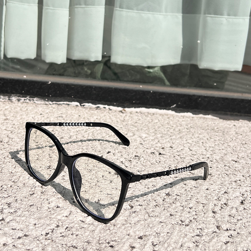 小香风黑框素颜眼镜女潮近视可配度数太阳镜防紫外线大框圆脸显瘦