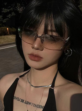 欧美无框墨镜女复古千禧辣妹Y2K