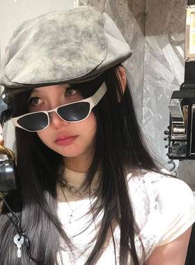 酉事欧美高级感复古金属墨镜女潮猫眼小框Y2K辣妹风凹造型太阳镜