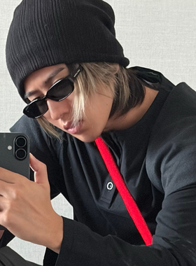 酉事个性黑色小窄框猫眼墨镜男女潮酷凹造型防紫外线黑框太阳眼镜