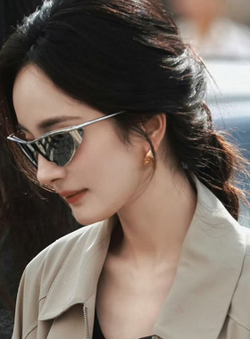 墨镜美式复古金属三角猫眼墨镜女潮高级感大框圆脸显瘦太阳镜男款