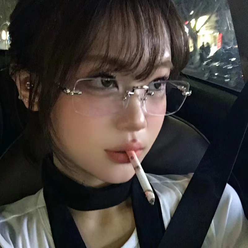 复古无边框纯欲风高级感辣妹女潮