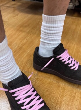 TOMMUP男士夏季纯棉中筒袜白色日系粗线堆堆袜防臭纯色美式长筒袜